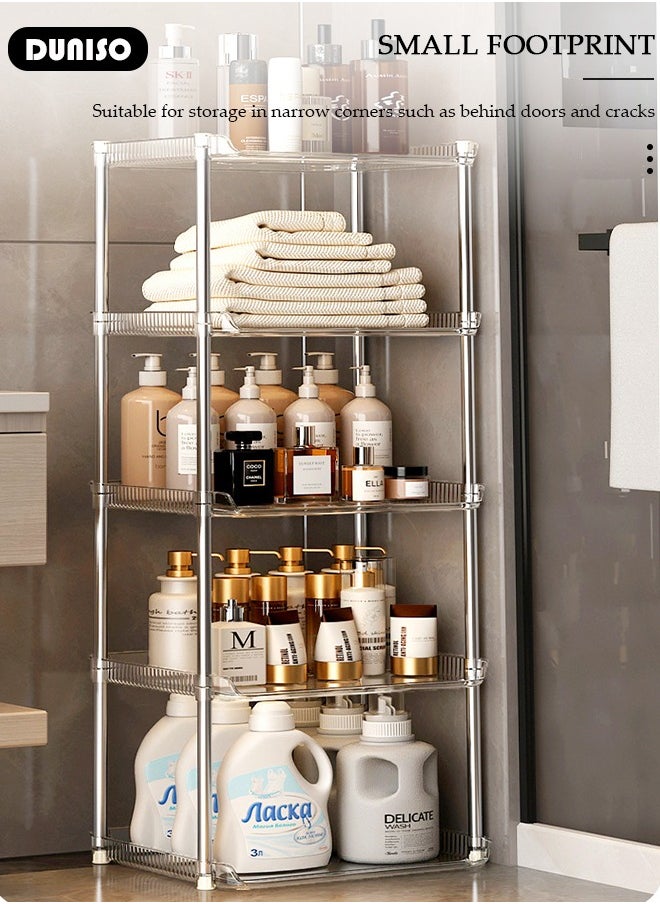 DUNISO 5-Layer Shower Caddy Corner Shelves, Bathroom Storage Shelves for Space Saving, Multifunctional Shower Caddy Organizer Shelf, Freestanding Shelving Unit, Open Storage Rack for Bathroom, Kitchen, Laundry  - Image 5