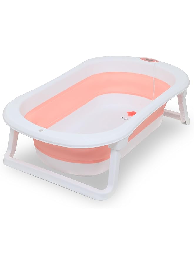 Nurtur Foldable Baby/Kids Bathtub With Digital Temperature Display Mini Swimming Pool Bather For Baby/Kids With Non Slip Design Pink - Image 1
