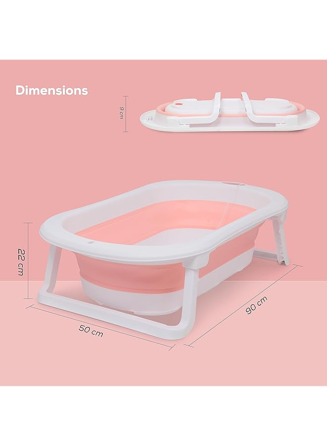 Nurtur Foldable Baby/Kids Bathtub With Digital Temperature Display Mini Swimming Pool Bather For Baby/Kids With Non Slip Design Pink - Image 4