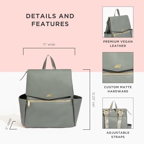 Freshly Picked Mini Diaper Bag II Backpack – Premium Vegan Leather Small Baby Bag with Changing Pad, Compact, Lightweight & Stylish for Moms On-the-Go, Stone - Image 3
