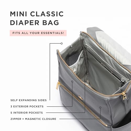 Freshly Picked Mini Diaper Bag II Backpack – Premium Vegan Leather Small Baby Bag with Changing Pad, Compact, Lightweight & Stylish for Moms On-the-Go, Stone - Image 5