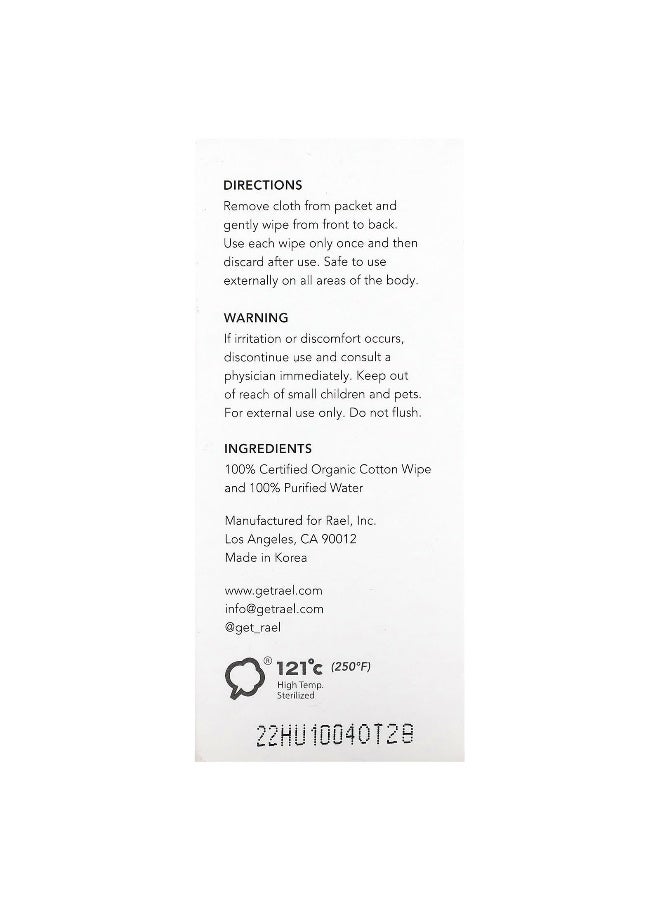 Rael, Organic Cotton Body Wipes, Fragrance Free, 10 Individually Wrapped Wipes - Image 2