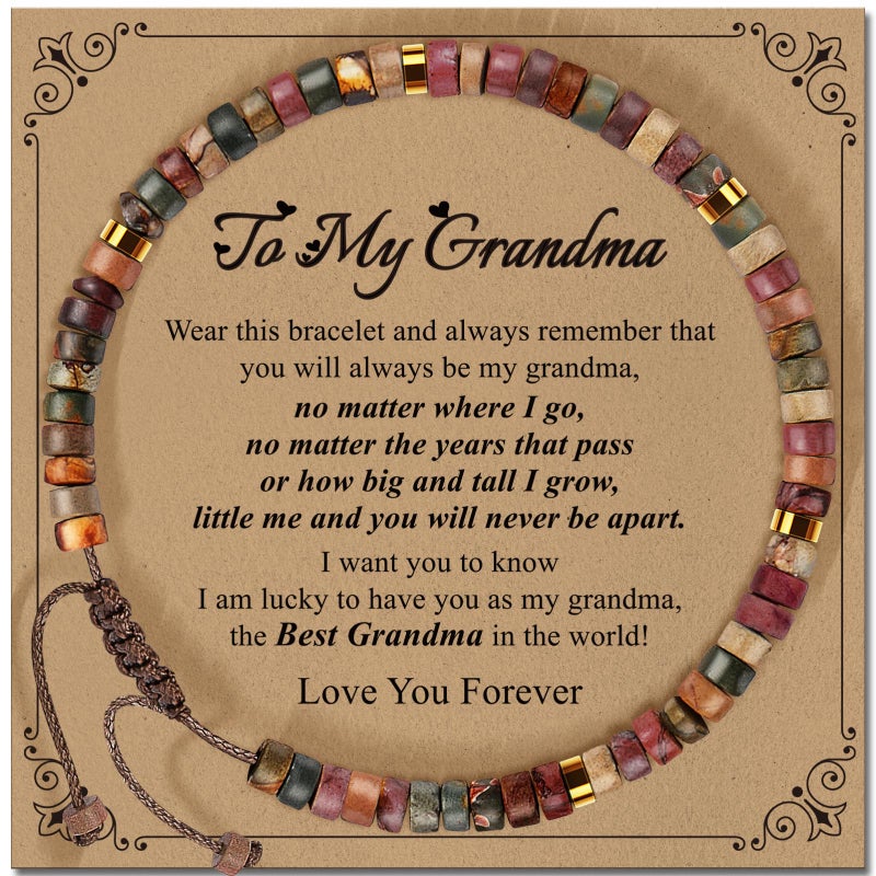 ZOKCC Mohters Day Bracelet Gifts for Grandma Healing Natural Stone Beads Bracelets - Inspirational Christmas Birthday Gifts for Grandma from Granddaughter Grandson - Image 1