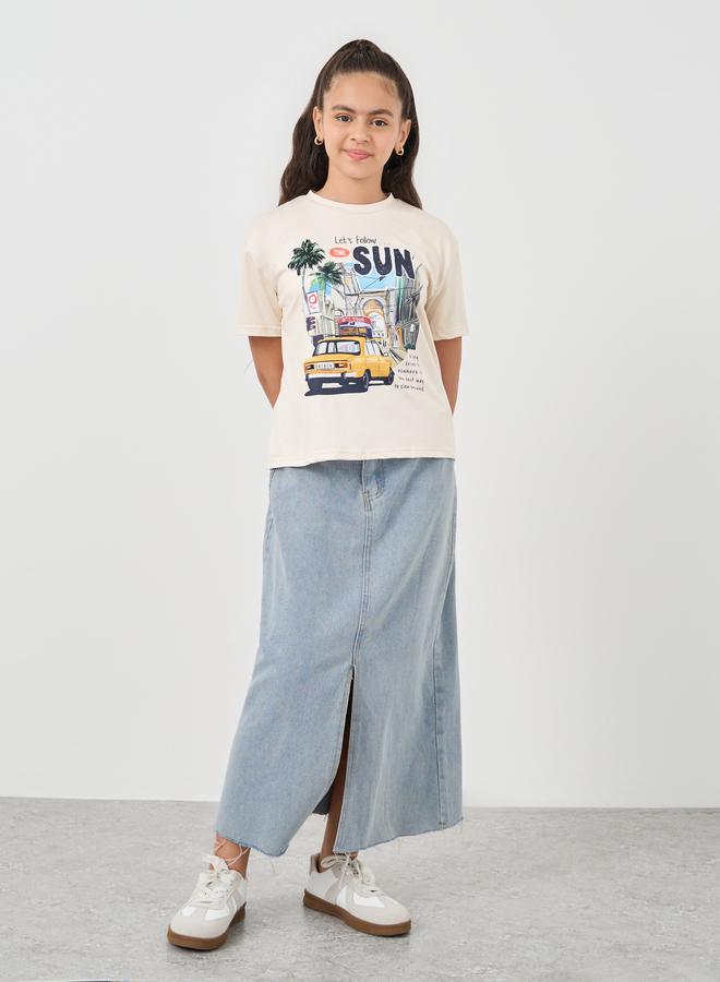 Styli Graphic Print Round Neck T-Shirt - Image 2