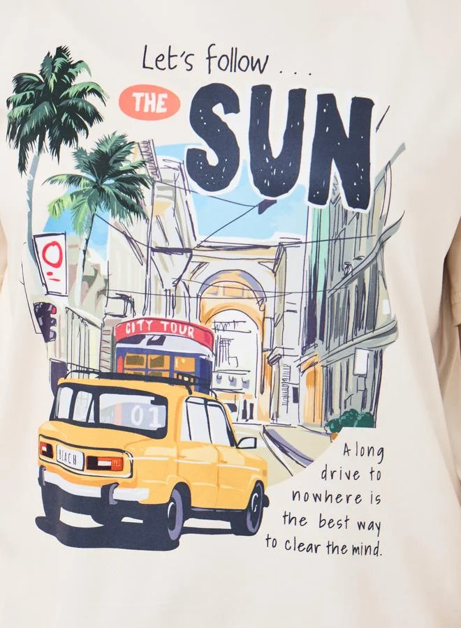Styli Styli Graphic Print Round Neck T-Shirt