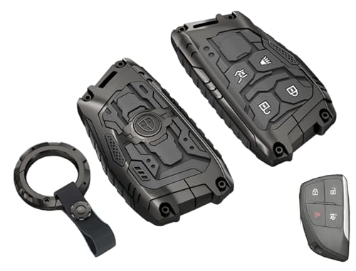 AYGUCEKE Heavy Duty Key Fob Cover fit for Chevy Colorado Equinox Silverado GMC Canyon Sierra 2025 2024 2023 Keyless Entry Remote Control Car Key Case Protector with Keychain 4 Buttons (Black) - Image 5