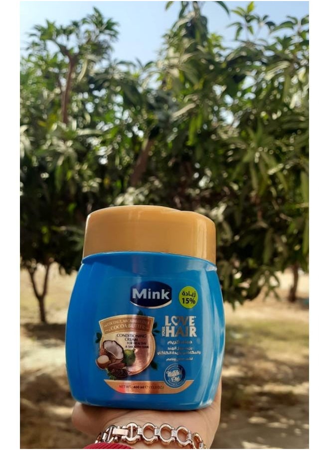 Mink - Mink Love Your Hair Conditioning Cream with Coconut Macadamia Oils and Cocoa Butter 400ml - Image 1