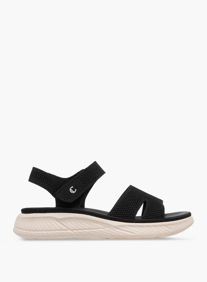 Le Confort Women Textured Open Toe Sandals with Hook and Loop Closure