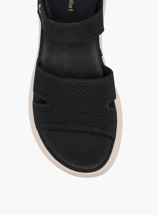 Le Confort Women Textured Open Toe Sandals with Hook and Loop Closure