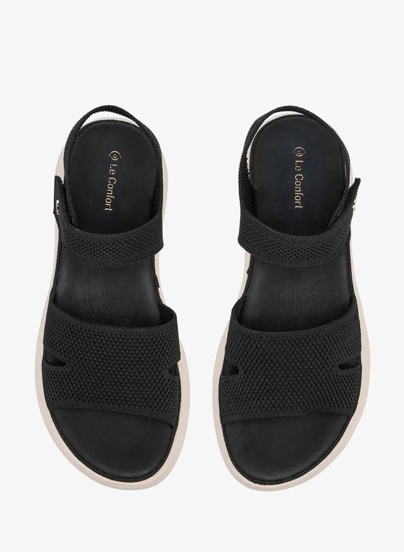 Le Confort Women Textured Open Toe Sandals with Hook and Loop Closure