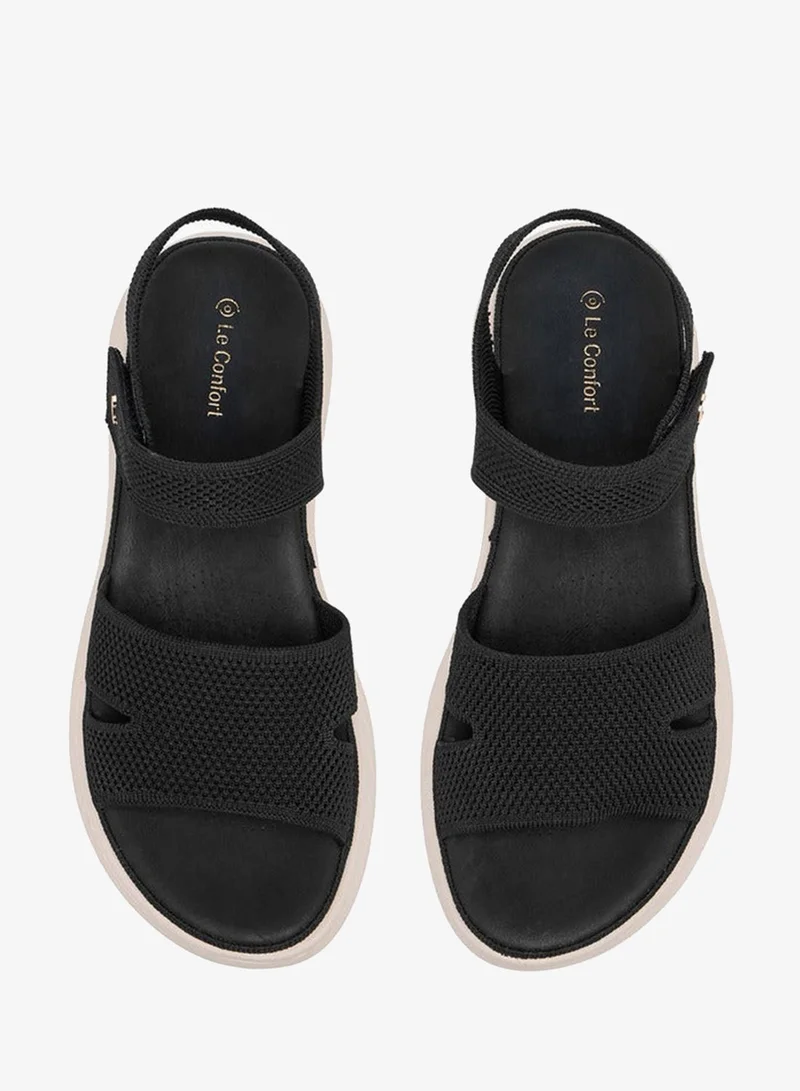 Le Confort Women Textured Open Toe Sandals with Hook and Loop Closure