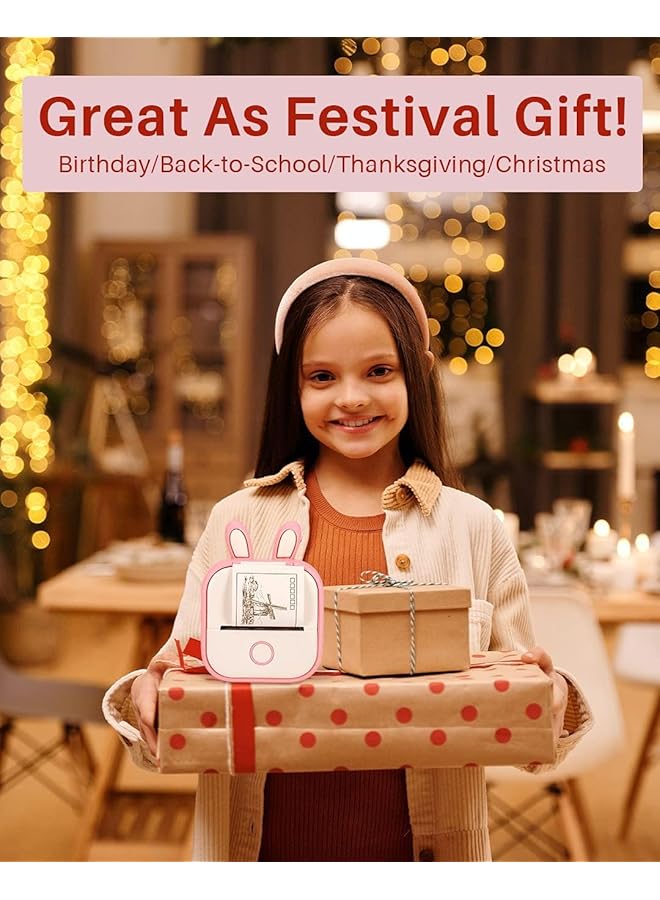 erorex Mini Pocket Sticker Printer T02 Mini Pocket Thermal Printer Wireless Bluetooth Photo Printer For Diy Journal Note Memo Photo Mini Portable Printer Compatible With Ios And Android Pink  - Image 2