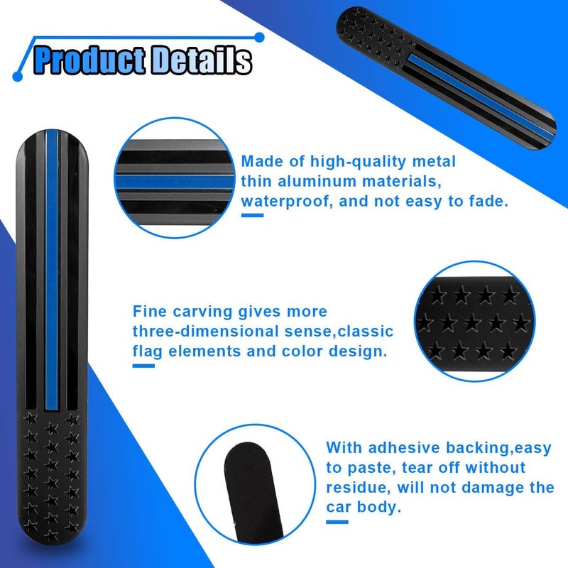 LHDOS 2PCS USA American Flag Emblem Car Sticker, 6"x 1" 3D Adhesive Patriotic Car Decal Auto Fenders Emblem, Universal Metal Badge Emblem Car Body Decoration Sticker for Car Bumper Window (Black/Blue) Easy transit optimized build - Image 3