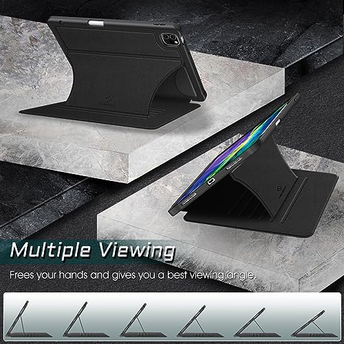 CaseBot Magnetic Stand Case for iPad Pro 11-inch (4th / 3rd Generation) 2022/2021 - Multiple Angles Shockproof Soft TPU Cover w/Pencil Holder, Also Fit iPad Pro 11" 2nd /1st Gen, Black - Image 4