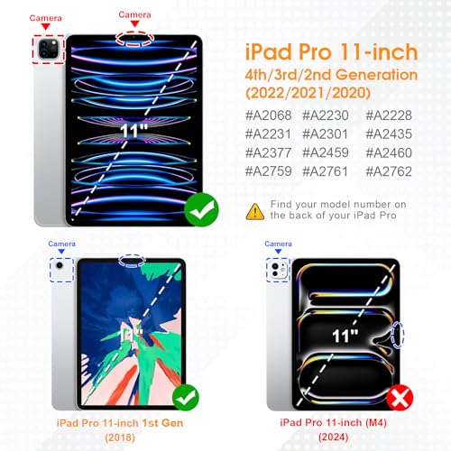 CaseBot Magnetic Stand Case for iPad Pro 11-inch (4th / 3rd Generation) 2022/2021 - Multiple Angles Shockproof Soft TPU Cover w/Pencil Holder, Also Fit iPad Pro 11" 2nd /1st Gen, Black - Image 2