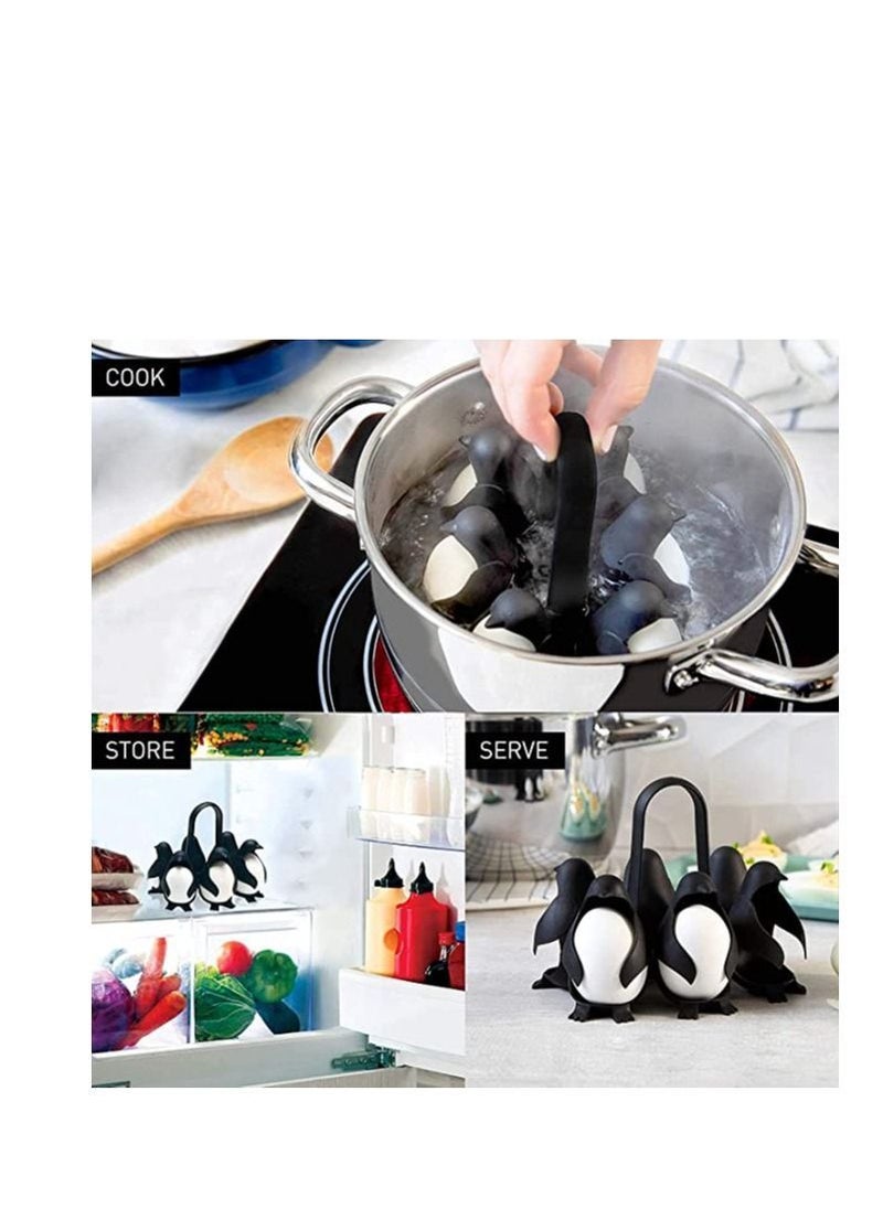 Y&D - Kitchen Multifunctional Egg-Boiler Store and Serve Egg Holder, Penguin-Shaped Boiled Cooker for Making Soft or Hard Eggs Holds 6 Easy Cooking Fridge Storage - Image 1