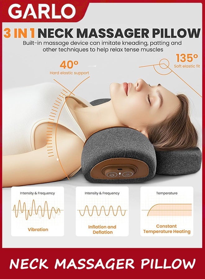 Garlo 3 in 1 Neck Massager Pillow with Heat, Cervical Massager Pillow, Neck Traction Shoulder Corrector Cervical Traction for Pain Relief Deep Tissue,Therapillow for Neck Hump - Image 3
