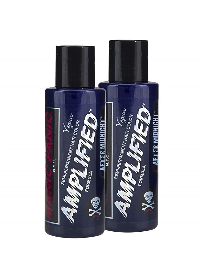 Manic Panic After Midnight Hair Color - Amplified - (2PK) Semi Permanent Hair Dye - Dark Navy Blue - Green Undertones - For Dark & Light Hair - Vegan, PPD & Ammonia-Free - For Coloring Hair on Women & - Image 1