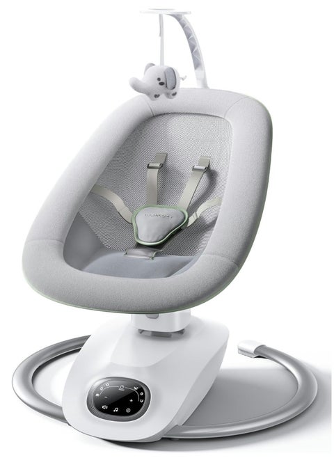 CocoSway Baby Swing for Infants to Toddler, 3D-Motion Electric Baby Swing with 6 Motions & 4-Speeds, Remote Control, Infant Swing with 8 Preset Lullabies for Baby Boy Girl Up to 20 lbs