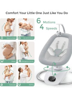 Momcozy CocoSway Baby Swing for Infants to Toddler, 3D-Motion Electric Baby Swing with 6 Motions & 4-Speeds, Remote Control, Infant Swing with 8 Preset Lullabies for Baby Boy Girl Up to 20 lbs  - Image 3