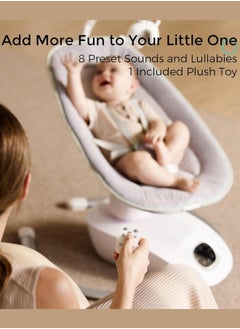 Momcozy CocoSway Baby Swing for Infants to Toddler, 3D-Motion Electric Baby Swing with 6 Motions & 4-Speeds, Remote Control, Infant Swing with 8 Preset Lullabies for Baby Boy Girl Up to 20 lbs  - Image 5