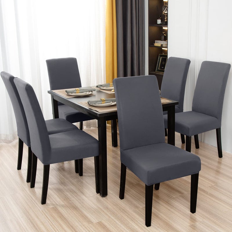 Keyroal Dining Room Chair Covers Set of 4  Stretch Solid Color Parsons Chair Slipcovers Spandex Removable Washable Kitchen Chair Protector Cover for Dining Room  Hotel  Ceremony(Grey) - Image 2