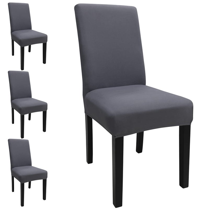 Keyroal Dining Room Chair Covers Set of 4  Stretch Solid Color Parsons Chair Slipcovers Spandex Removable Washable Kitchen Chair Protector Cover for Dining Room  Hotel  Ceremony(Grey) - Image 1
