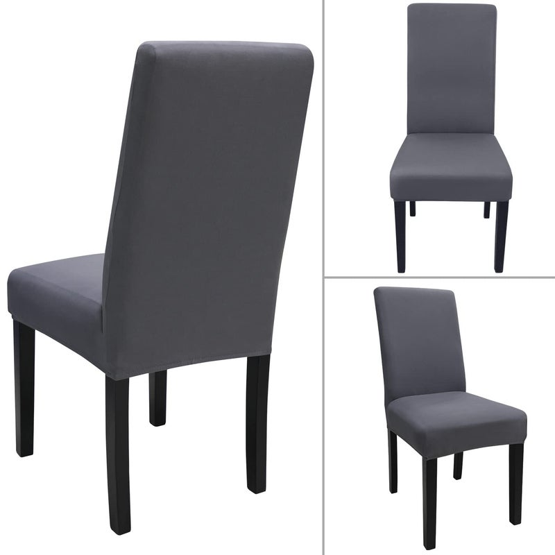 Keyroal Dining Room Chair Covers Set of 4  Stretch Solid Color Parsons Chair Slipcovers Spandex Removable Washable Kitchen Chair Protector Cover for Dining Room  Hotel  Ceremony(Grey) - Image 3