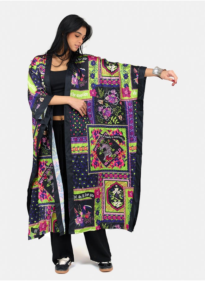 Satin All Over Print Kimono
