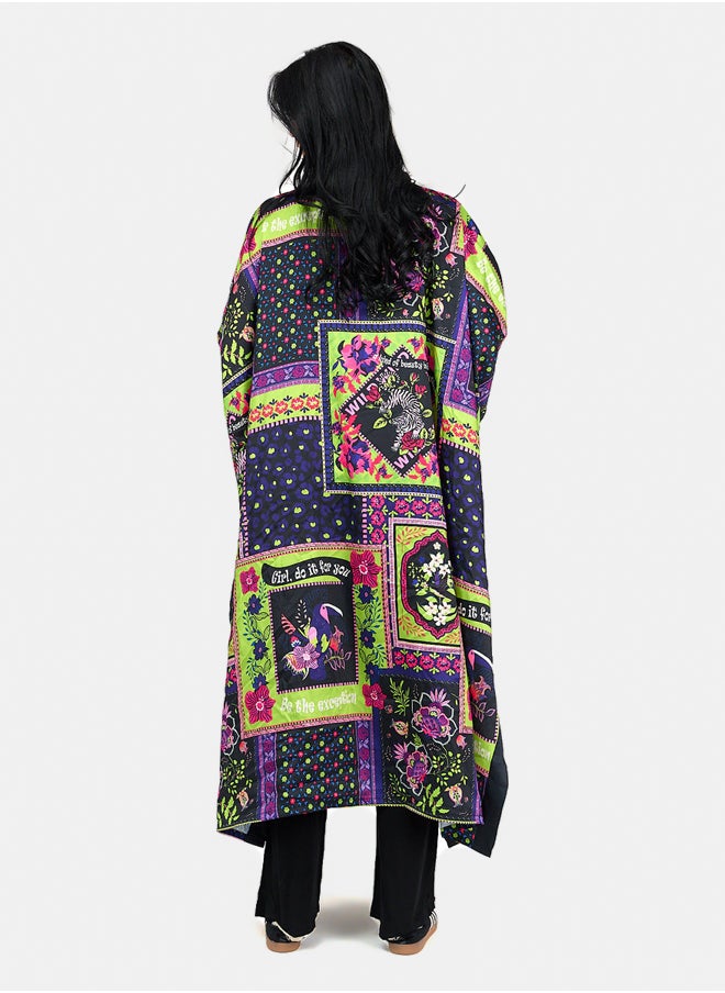 Satin All Over Print Kimono
