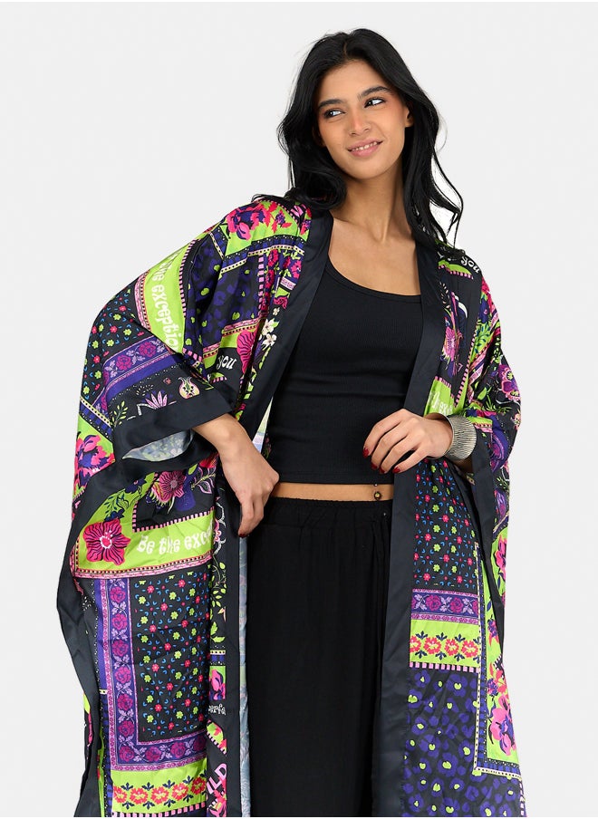 Satin All Over Print Kimono