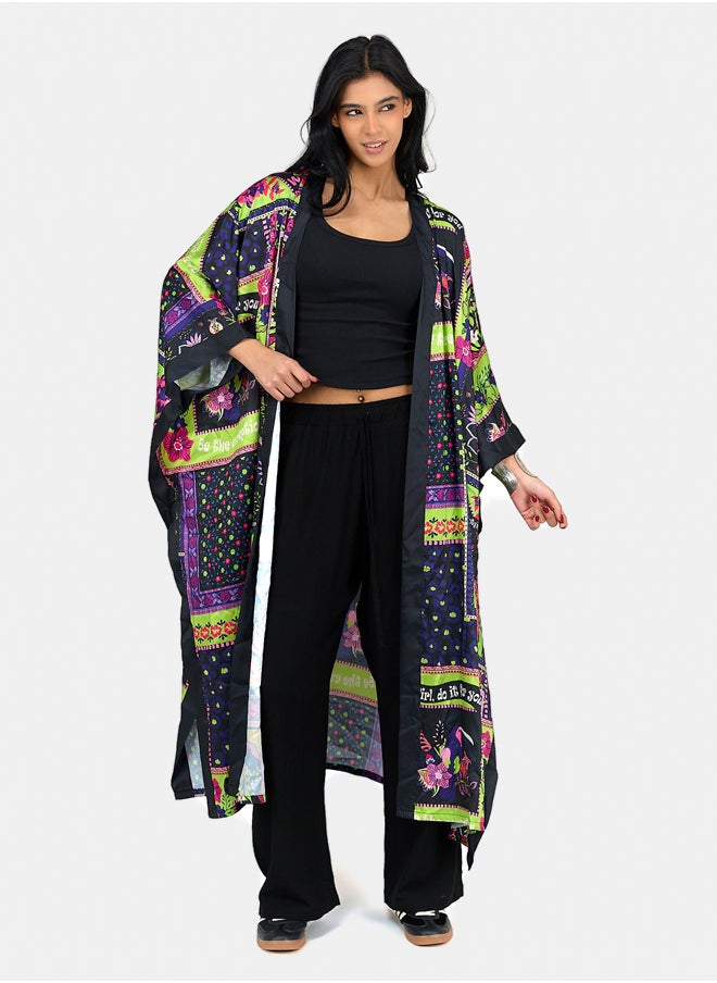 Satin All Over Print Kimono