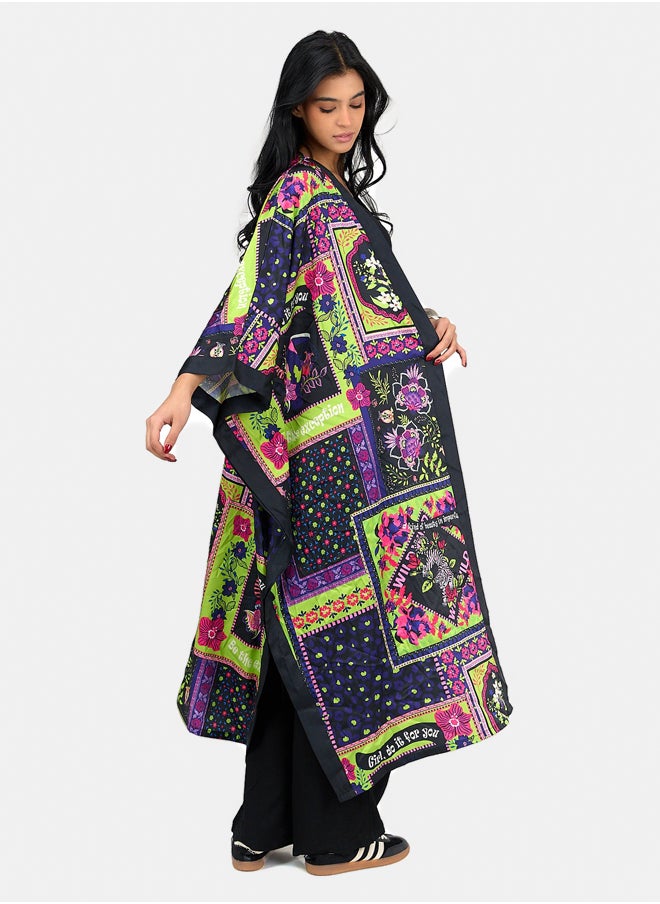 Satin All Over Print Kimono