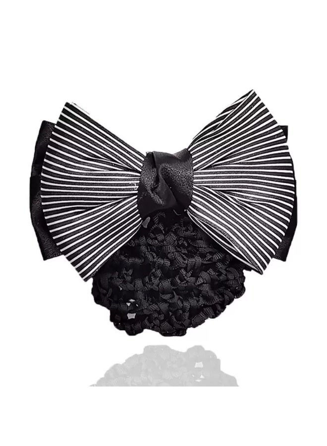2pcs Women Hair Snood Net Bowknot Decor Barrette Elastic Mesh Hair Bun Cover - Image 4