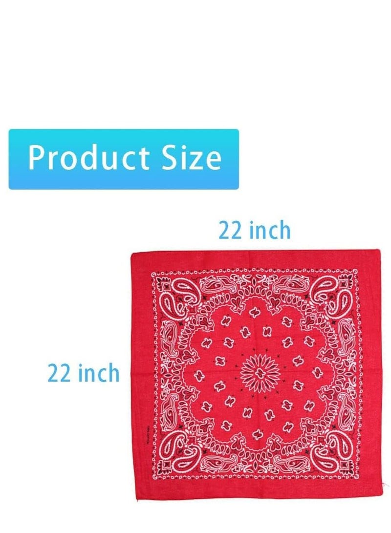 إسكدنيا 12 Pieces of Bandanas 100% Cotton Squares Tie Dye Paisley Printed Headbands Handkerchiefs for Men and Women - Image 3