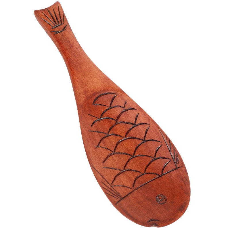 Fish Shaped Wooden Rice Spoon Nonstick Small Serving Paddle with Handle for Cooking Stirring - Image 2