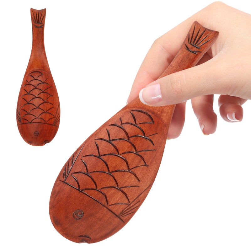 Fish Shaped Wooden Rice Spoon Nonstick Small Serving Paddle with Handle for Cooking Stirring - Image 5