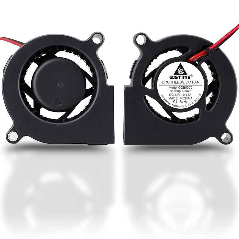 GDSTIME 2-Pack 50mm Turbo Cooling Fan, 12V Blower Fan, 50mm x 20mm DC Brushless Blower Fan 2Pin - Image 1