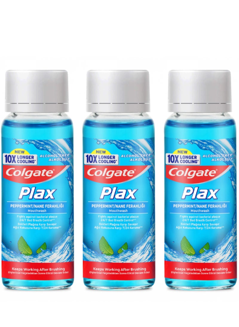 Colgate Pack Of 3 Colgate Plax Peppermint Mouth Wash 100ml - Image 1
