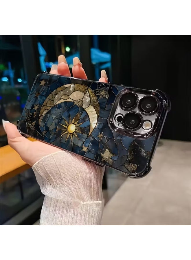 Temu A transparent, drop-proof phone case with a stylish sun and moon design; shock and scratch resistant with four raised edges for complete protection; compatible with iPhone 14 Pro Max. - Image 2