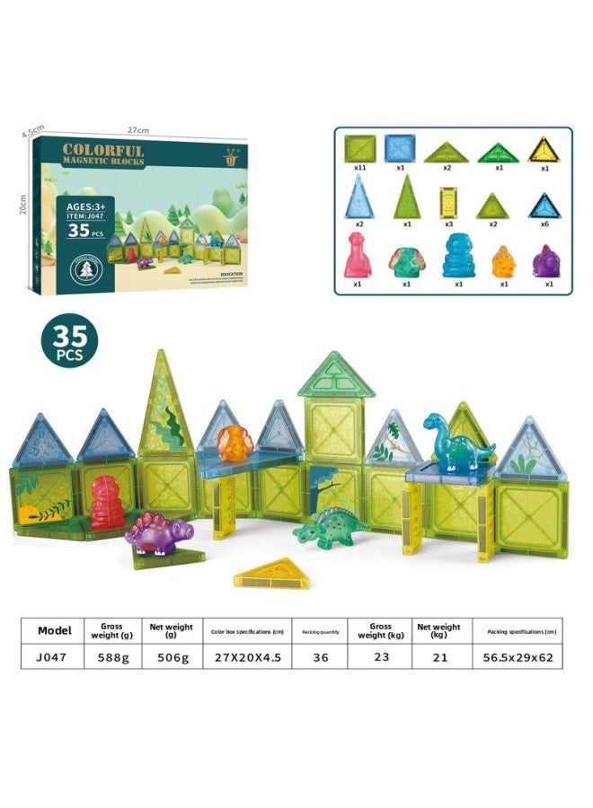 Children's Magnetic Pieces Building Blocks Early Education Forest Animal Magnetic Toys Variety Matching DIY Strong Magnetic Color Window-Color:047 [Animal Magnetic Building Blocks] 35PCS  - Image 1