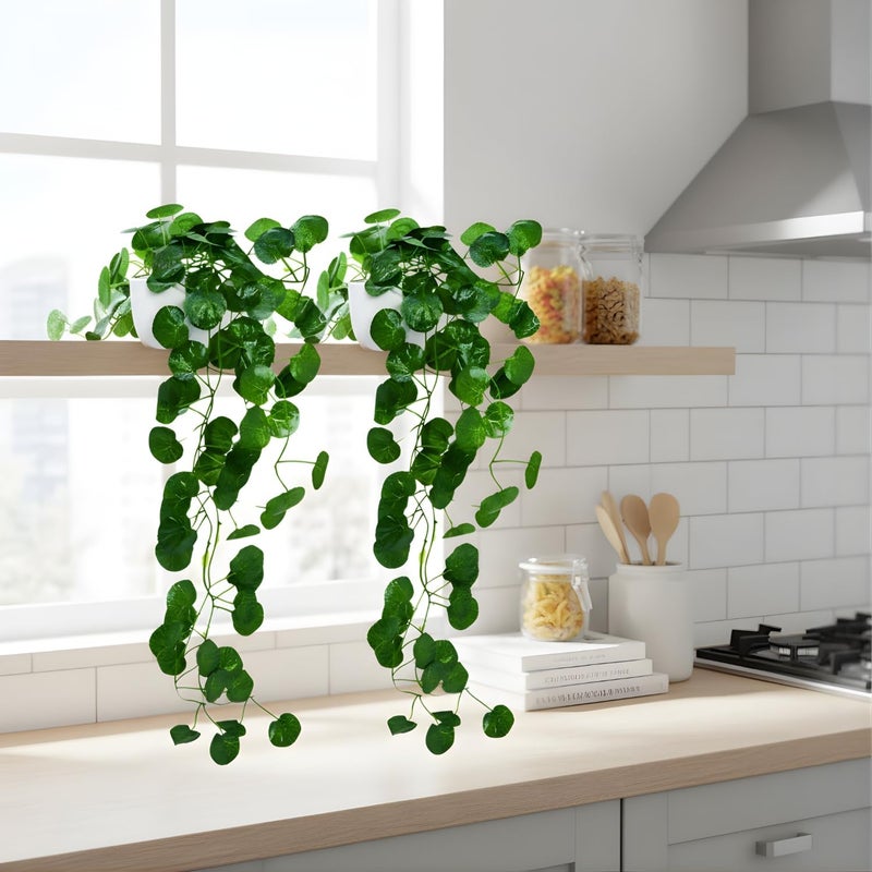 fancymart Artificial Vine Plant Falling with Pot: Pack of 2 (Natural Touch & Feel) - Home Décor and Office Decor with Small Size Pot - Small Faux Plants for Home Decor - Size 45 X 17 X 7 CM - Image 2