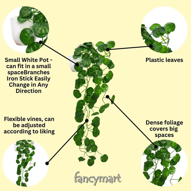 fancymart Artificial Vine Plant Falling with Pot: Pack of 2 (Natural Touch & Feel) - Home Décor and Office Decor with Small Size Pot - Small Faux Plants for Home Decor - Size 45 X 17 X 7 CM - Image 4