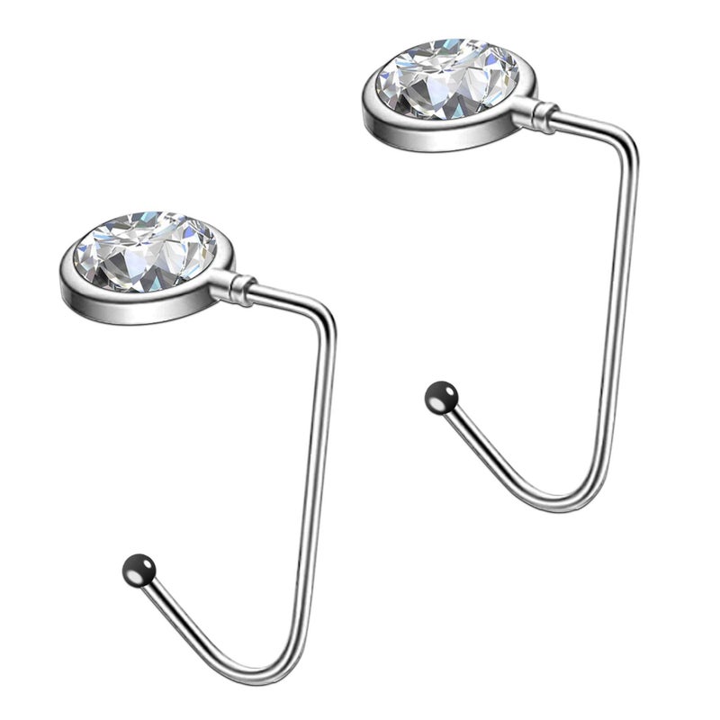 CAMSOON 2 Pack Purse Hook HangerSilver Metal Hook Handbag Hanger for Table Desk Restroom Office Shool Restraurant Bar and Meeting Room