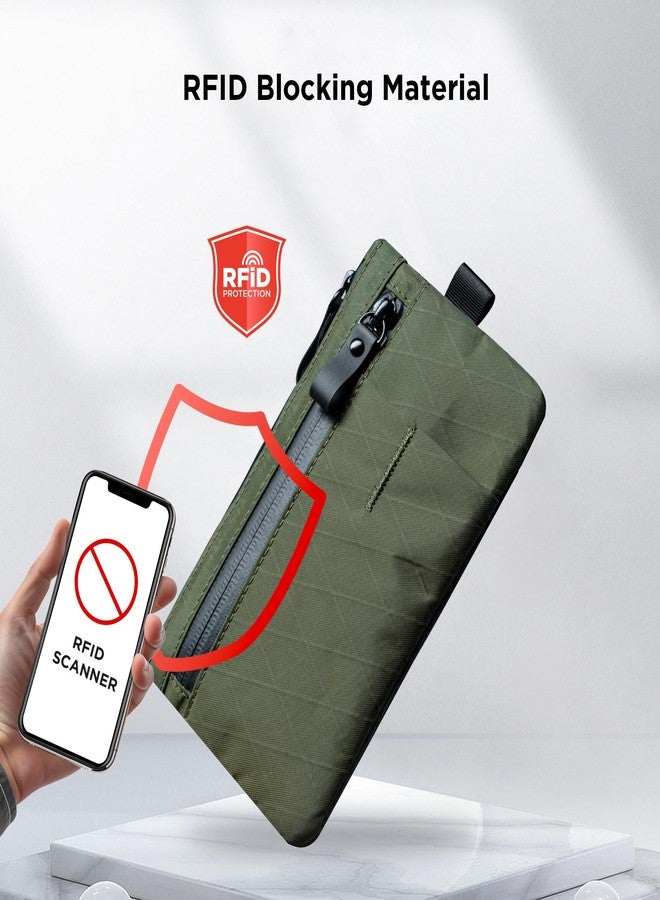 ALPAKA Zip Clutch, Zipper Wallet and EDC Carrier - RFID Blocking Material Passport Wallet- 3 External Slots for EDC Gear, Dark Green, Minimalist - Image 3