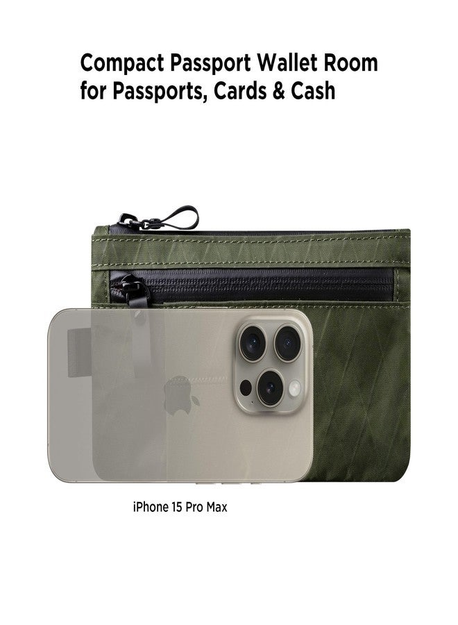 ALPAKA Zip Clutch, Zipper Wallet and EDC Carrier - RFID Blocking Material Passport Wallet- 3 External Slots for EDC Gear, Dark Green, Minimalist - Image 2