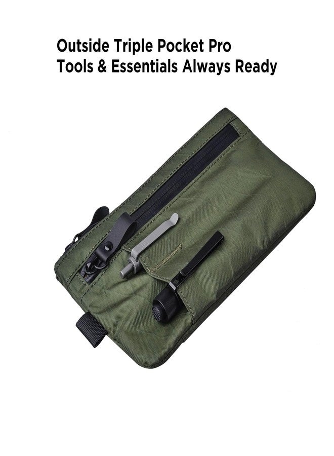 ALPAKA Zip Clutch, Zipper Wallet and EDC Carrier - RFID Blocking Material Passport Wallet- 3 External Slots for EDC Gear, Dark Green, Minimalist - Image 4