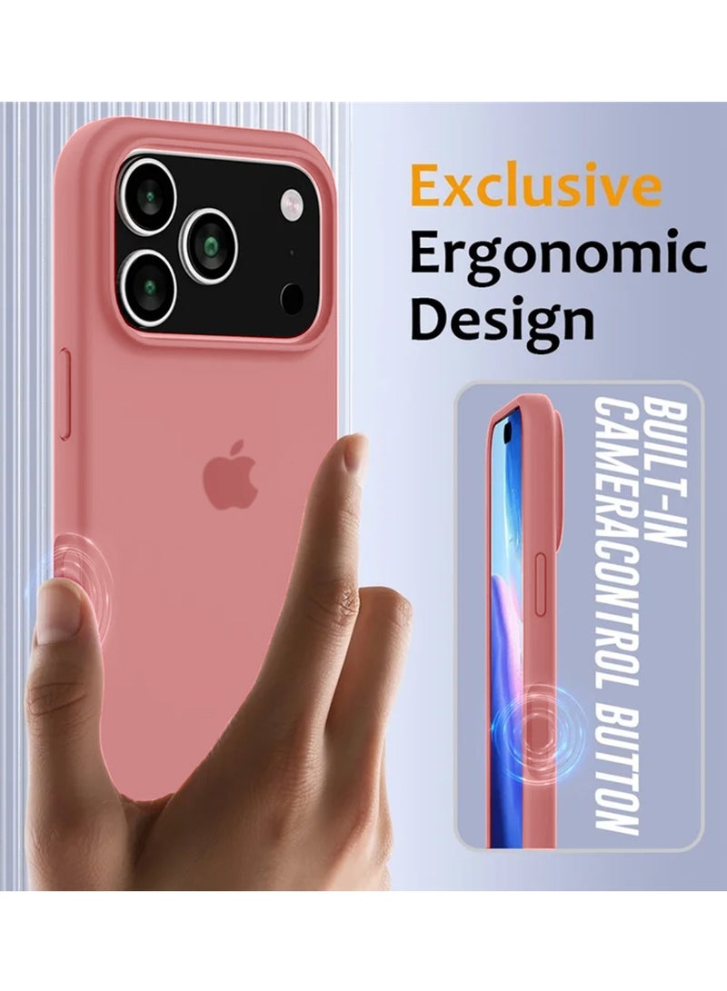 Wtech Apple iPhone 17 Pro Max 5G 2025 Luxury Premium Quality Liquid Silicone Case Cover (MCRPSN) - Dark Pink - Image 4