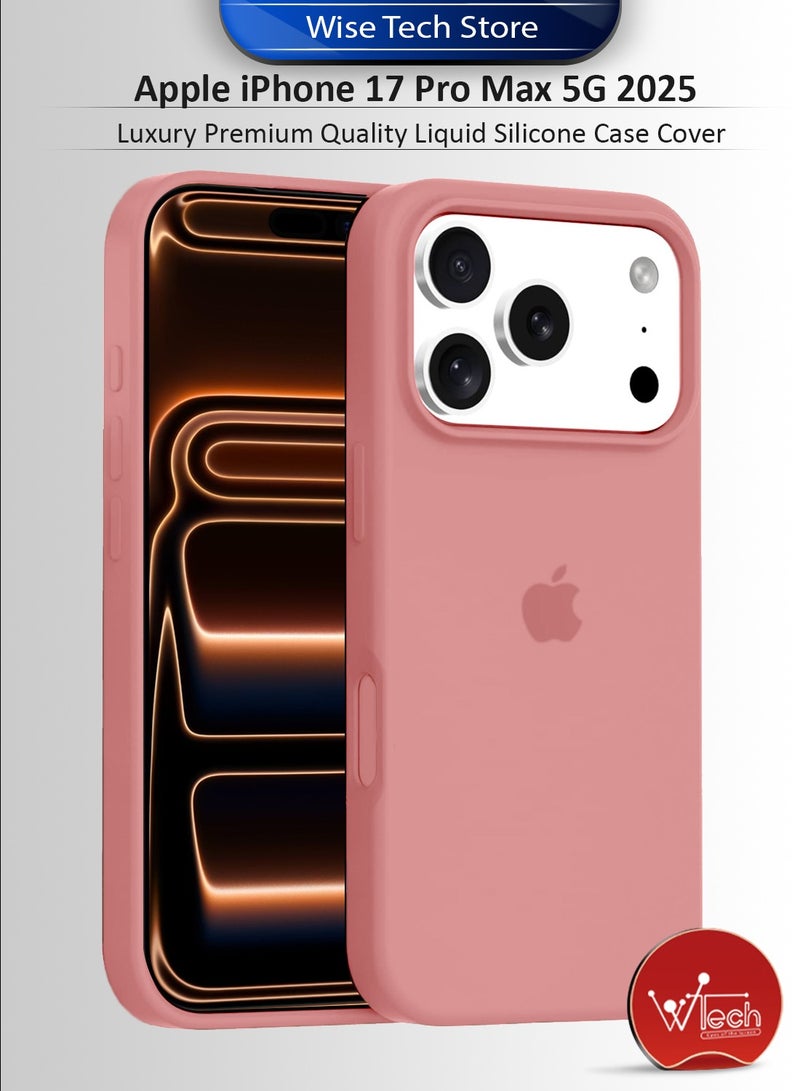 Wtech Apple iPhone 17 Pro Max 5G 2025 Luxury Premium Quality Liquid Silicone Case Cover (MCRPSN) - Dark Pink - Image 1