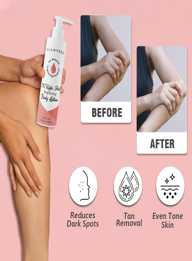 Glamveda Body Lotion with 2% Kojic Acid & Alpha Arbutin 200ml Pack of 1 | 24hr Deep Moisturizer for Dry Skin, Nourishes & Protect Skin | Remove Dark Spots, Pigmentation, Tan Removal | Non Greasy | All Skin Type - Image 4